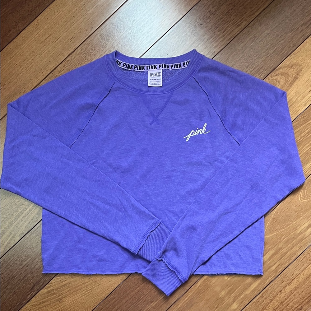 NWOT PINK Victoria’s Secret 80s Logo Cropped Sweatshirt